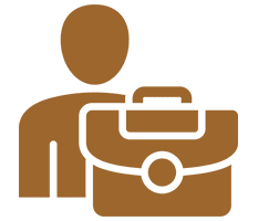 Icon of a person with a briefcase symbolizing business or work.